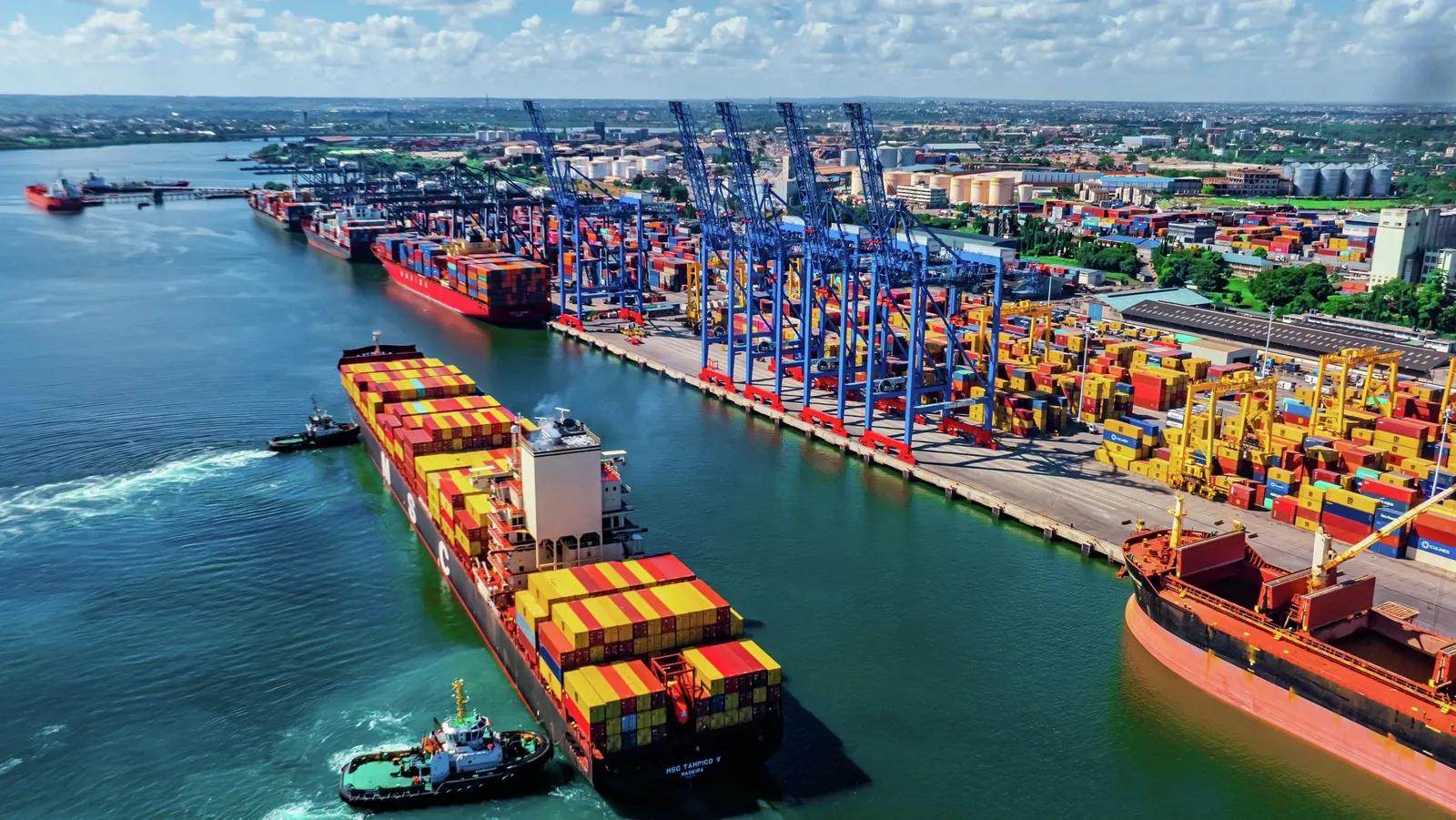 Container ships and cranes at the Port of Dar es Salaam